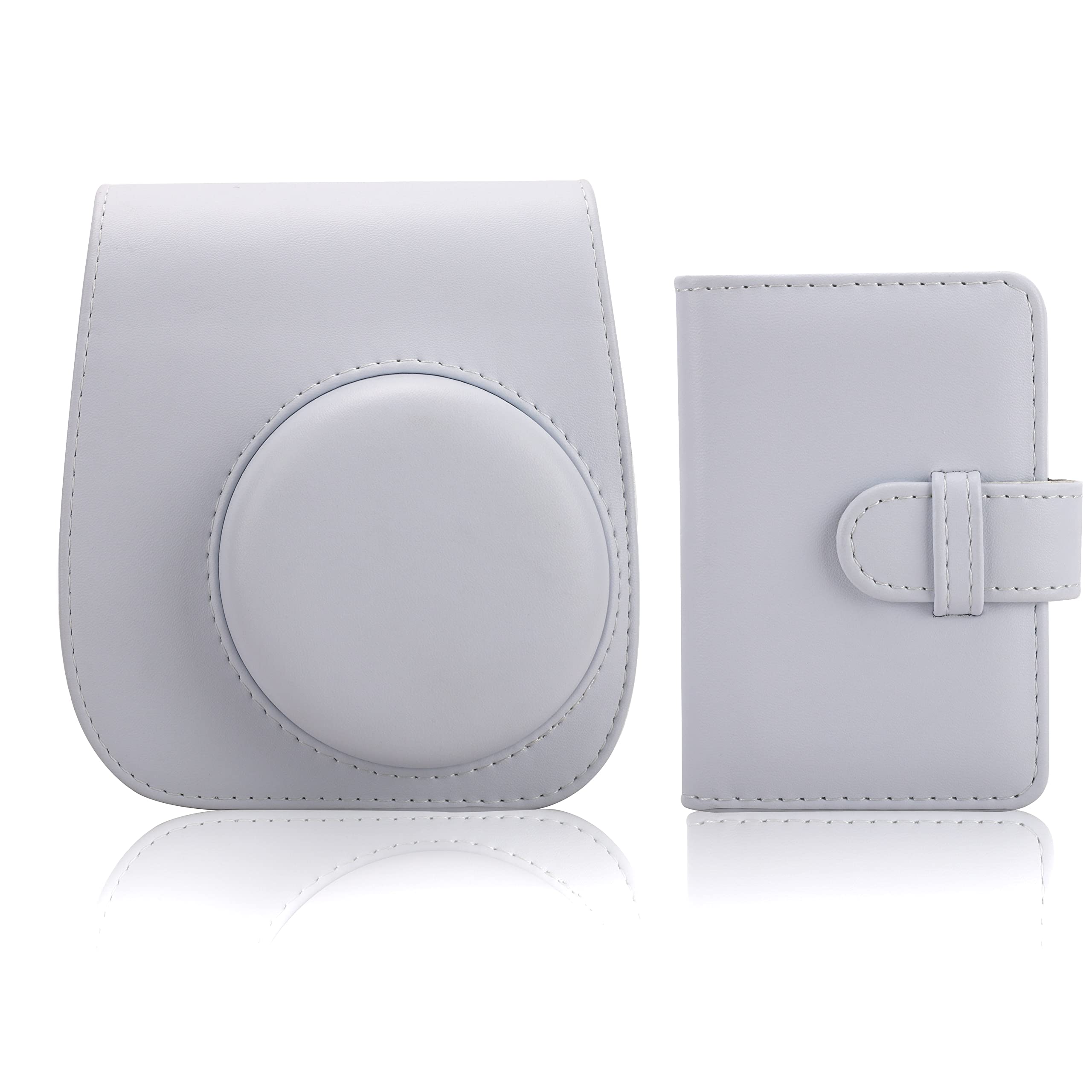 Étui En Simili Cuir Pour Fujifilm Instax Mini 12/11/9/8 – Avec Album 64 Poches Et Bandoulière Réglable | Bleu Pastel - 8