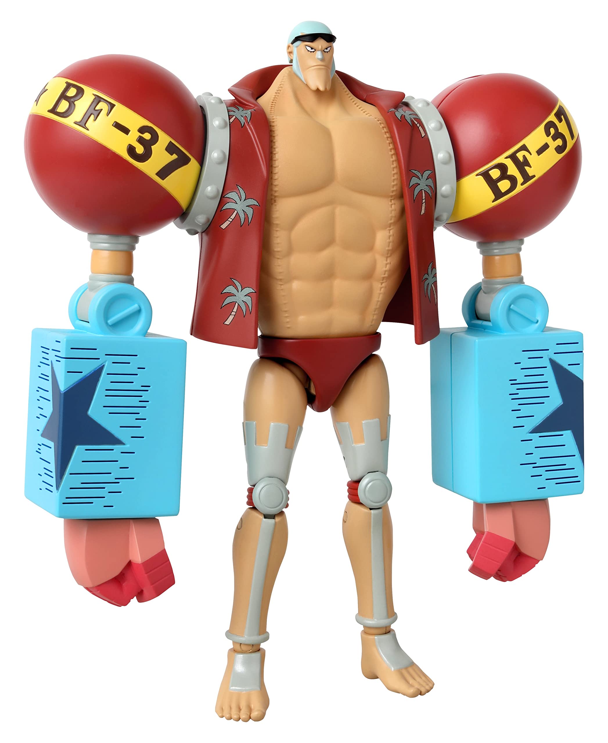 BANDAI Anime Heroes - Figura de acción de una Pieza Franky | Figura articulada de Anime Franky de 17 cm con Soporte de exhibición de Accesorios, Figuras de acción de una Pieza, Gama de Juguetes