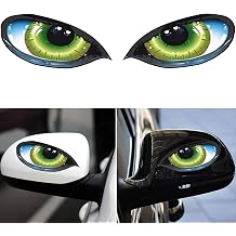 1 Pair Funny Cat Green Eyes Car Decal Sticker, 3D Decal Sticker for Auto Car Side Mirror L+R Rearview, Auto Side Rearview Mirrors Stickers Fit for All CarsGreen Eyes