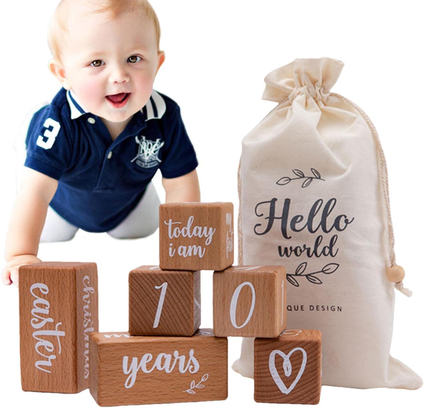 Baby Milestone Blocks Wooden Milestone for Babies Digital Milestone