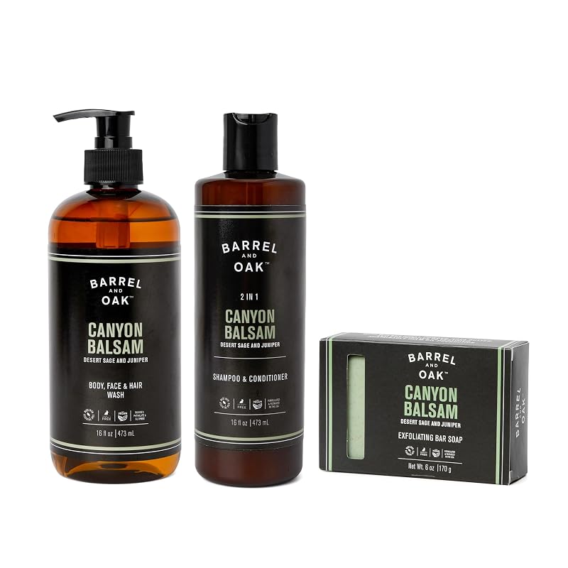 Barrel & Oak Canyon Balsam Conjunto de cuidados corporais masculino com 3 peças