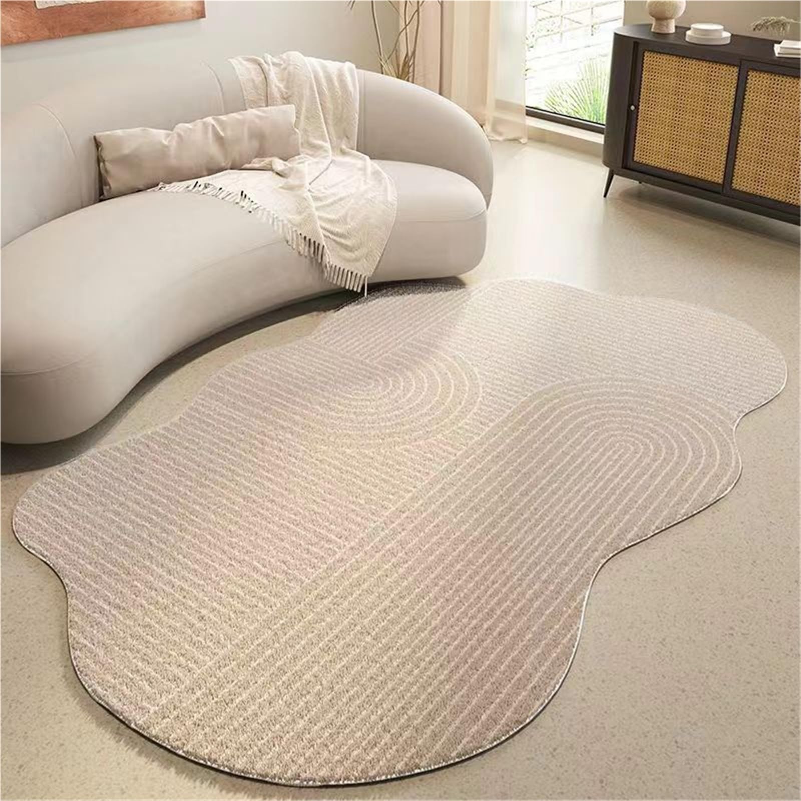 Tapis en fausse laine marron 100x160 cm pour salon et chambre moderne