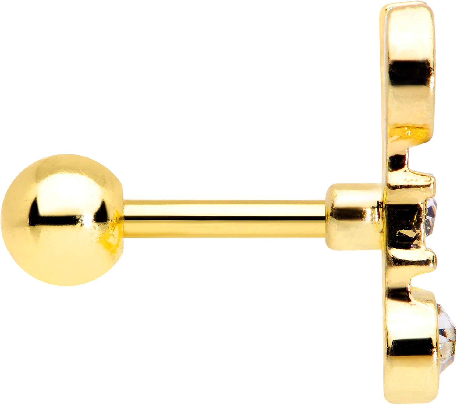 Body Candy 16G Womens 6mm PVD Steel Clear Accent Crescent Wrench Cartilage Earring Tragus Jewelry 1/4" image 3