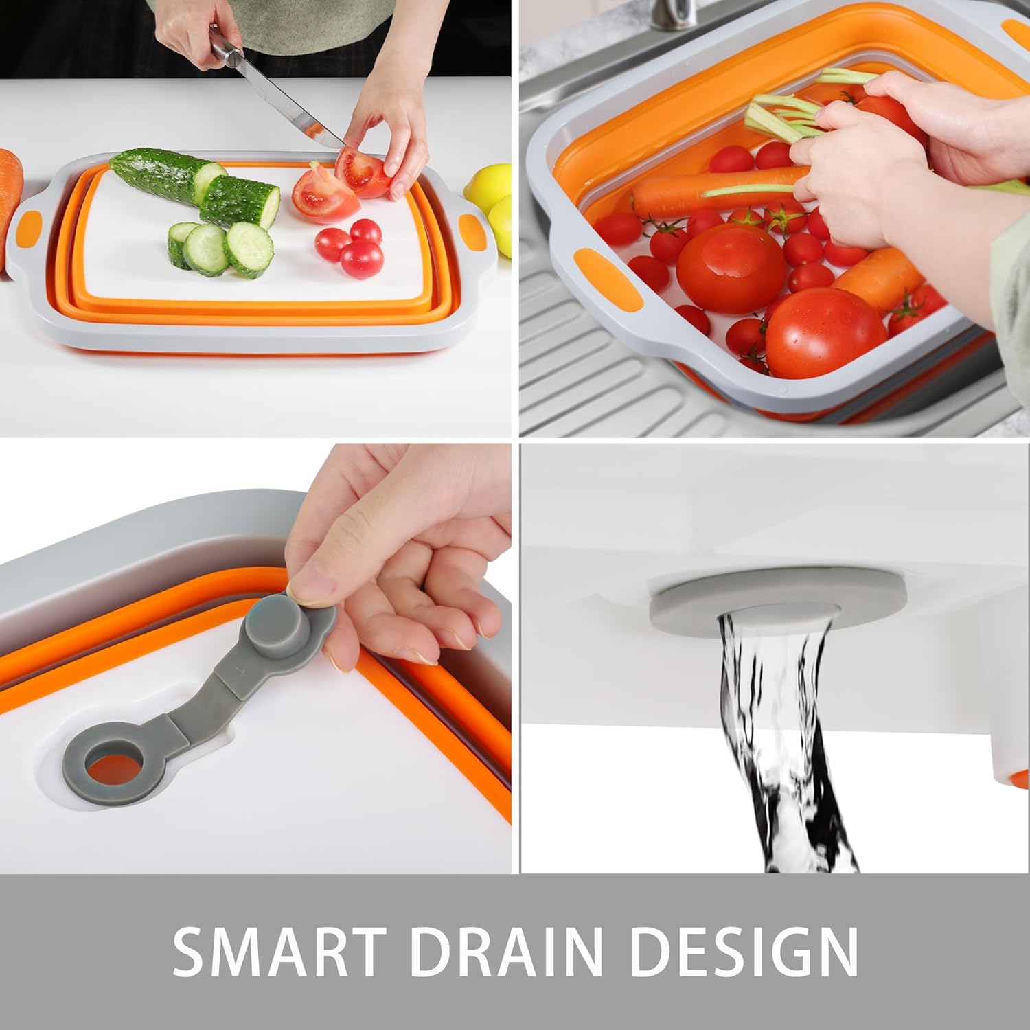 Collapsible Cutting Board with Container, Foldable Cping Sink with