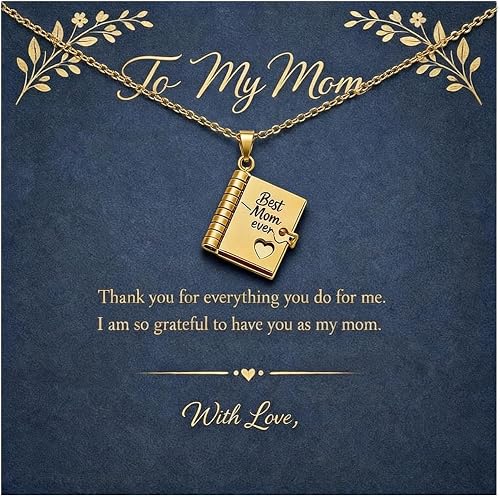 JAVARNV Best Mom Ever Necklace Meaningful Pendant Gift for Mom from Daughter or 