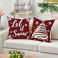 Vista 7 de Juego de 4 fundas de almohada de Navidad, 18 x 18 pulgadas, color rojo y blanco, fundas decorativas de invierno para el hogar, sofá, sofá