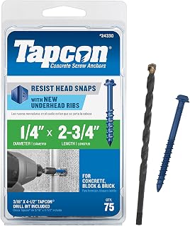 Tapcon 1/4 x 2-3/4" Hex Head Blue Climaseal™ Concrete Screws, 75 PCS