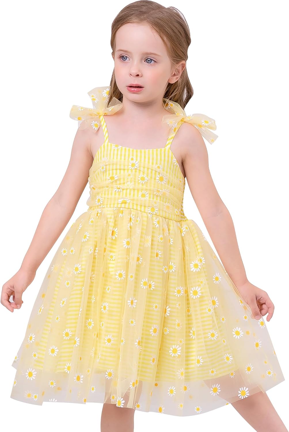 OBEEII Toddler Baby Girl Tutu Dress Spaghetti Straps Tulle Princess Birthday Party Dress Smocked Summer Flower Girl Dresses