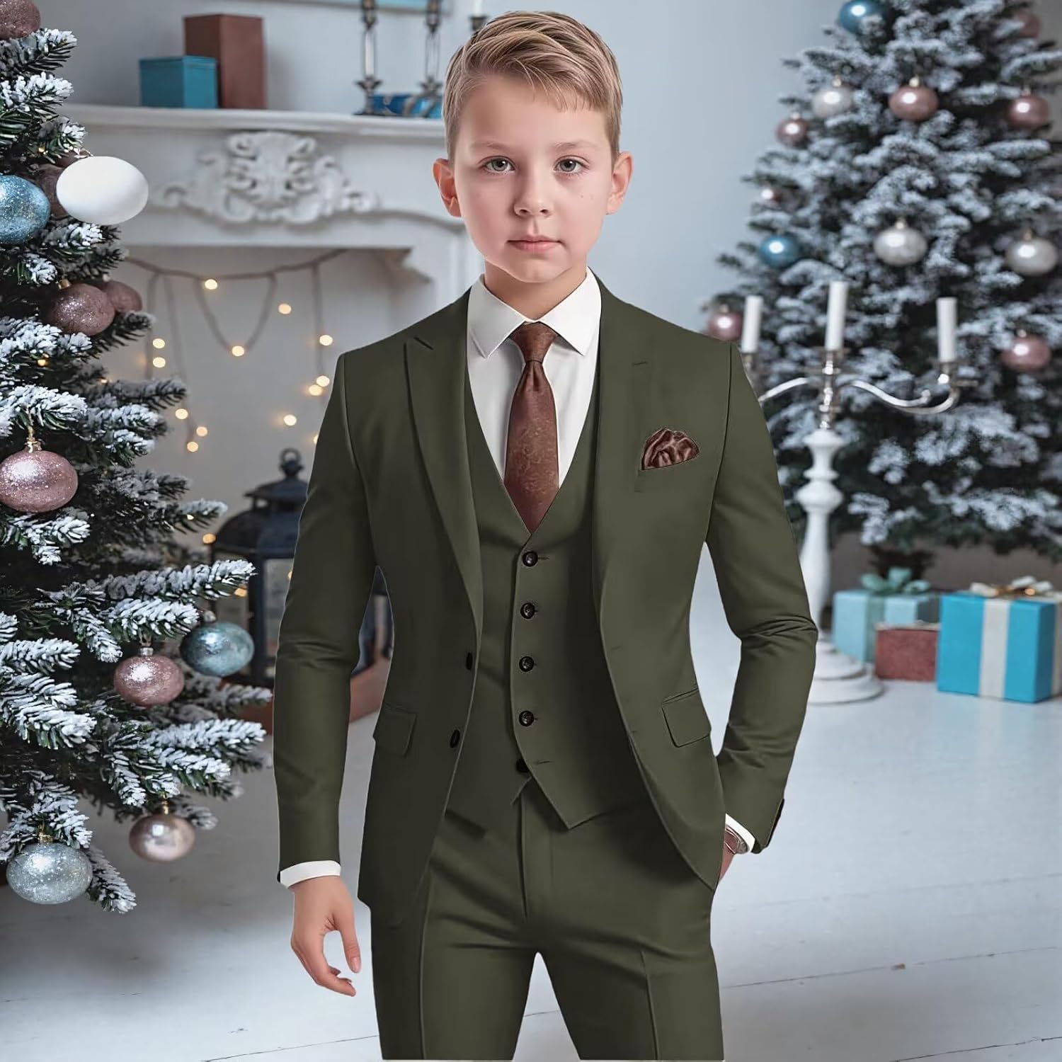 Boy Suits Kids Formal Suits Toddler Tuxedo Wedding Graduation Classic Outfit for Teen Blazer Vest and Pants