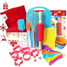 Kids Baking Set, Real Baking Set with Kids Bib, Baking Hat, Oven Mitts, Recipes and Kitchen Accessories, Tools for Young Kids, Gift