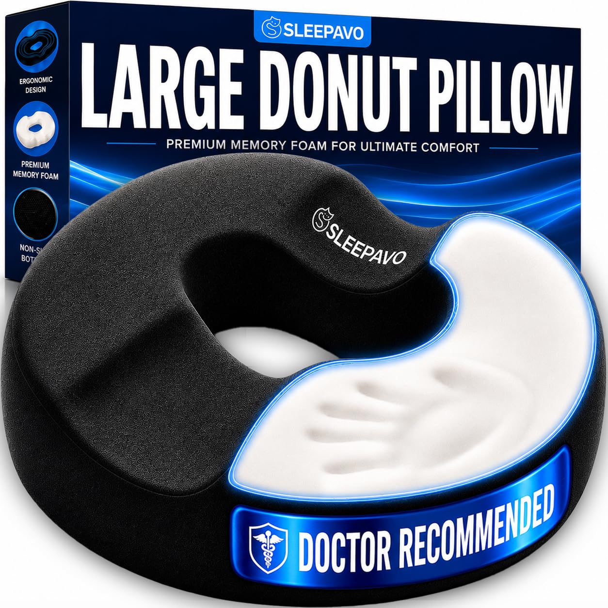 Sleepavo Donut Pillow for Tailbone Pain Relief