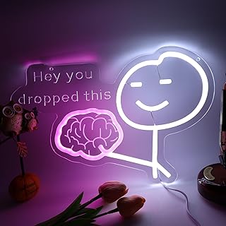 LED Brain Neon Sign Funny You Drop This Neon Light Funny Neon Signs for Man Room Decor office Decor Birthday Gifts 15.7 * 10.3 In
