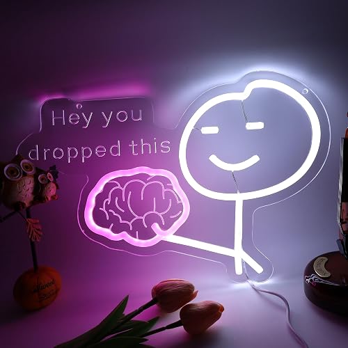 LED Brain Neon Sign Funny You Drop This Neon Light Funny Neon Signs for Man Room Decor office Decor Birthday Gifts 15.7 * 10.3 In