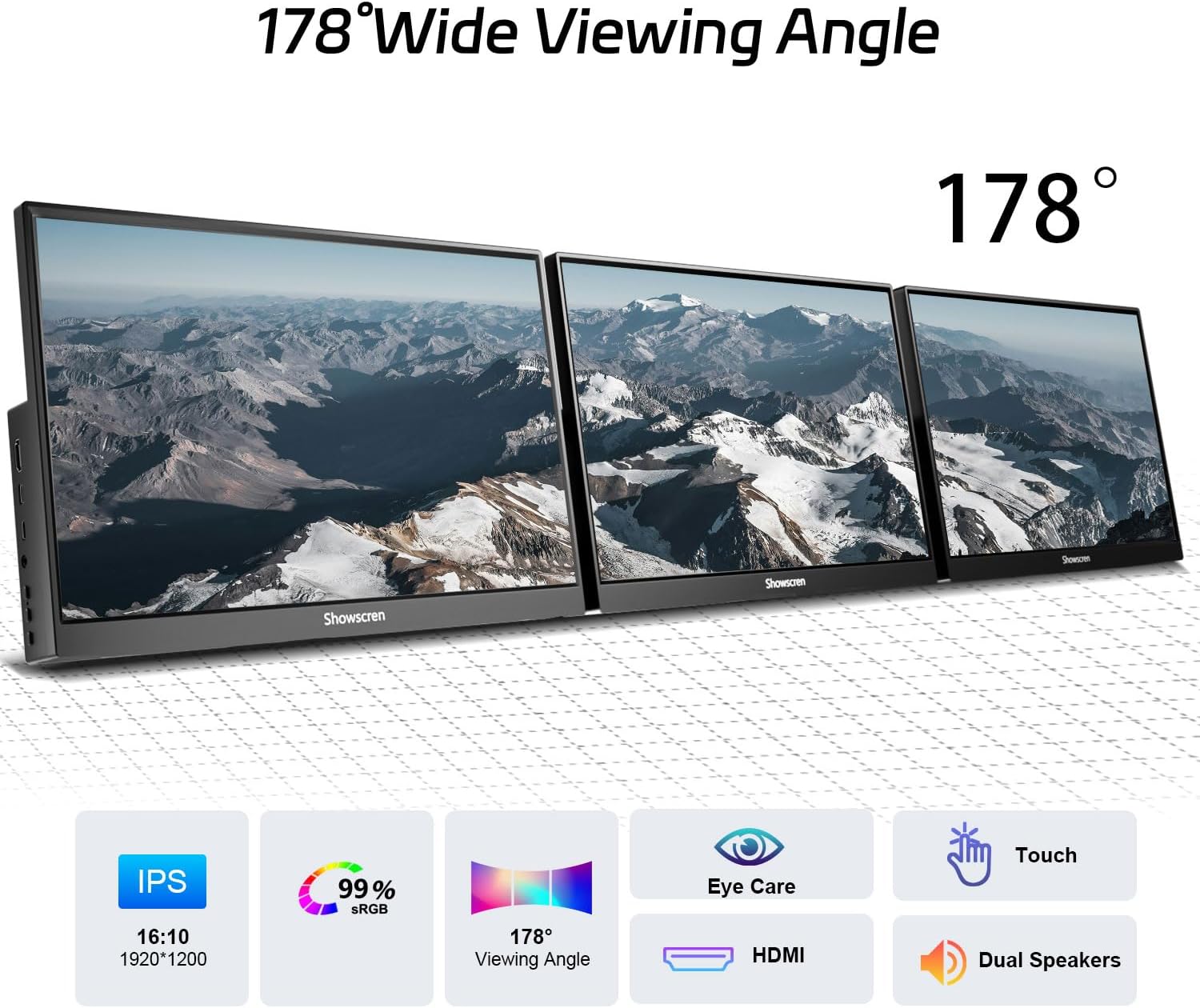 14inch Touchscreen Monitor for Raspberry Pi 5/4B/3B+/3B Screen, IPS Display Touch Screen, FHD 1920X1200,60hz,Built-in Speaker, HDMI USB-C Portable Monitor for Laptop Computer Switch PS4/5