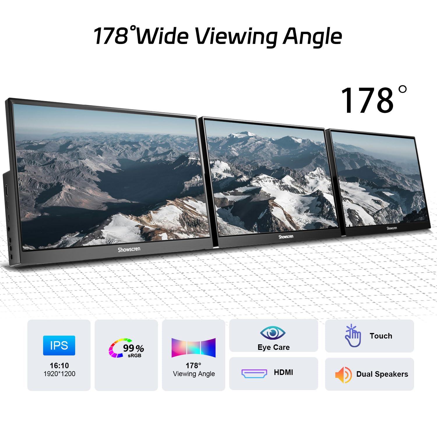 14inch Touchscreen Monitor for Raspberry Pi 5/4B/3B+/3B Screen, IPS Display Touch Screen, FHD 1920X1200,60hz,Built-in Speaker, HDMI USB-C Portable Monitor for Laptop Computer PS4/5 - 2
