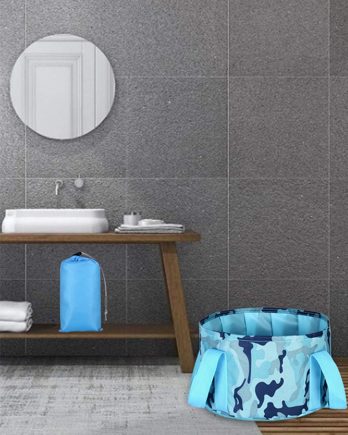 Foot Tub for Soaking Feet, 18*28cm Pedicure Tub with Storage Bag, Foldable Footbath Pail Soak Bucket, Foot Soak Tub for Soaking Foot, Toe, Ankles, Foot Massager for Home and Travel (Camouflage Blue) Foot Tub for Soaking Feet, 18*28cm Pedicure Tub with Storage Bag, Foldable Footbath Pail Soak Bucket, Foot Soak Tub for Soaking Foot, Toe, Ankles, Foot Massager for Home and Travel (Camouflage Blue)