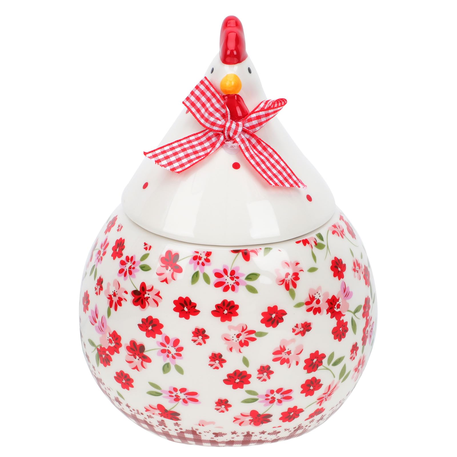 Bonbonnière poule rouge céramique anti-poussière pour ranger vos bijoux éparpillés