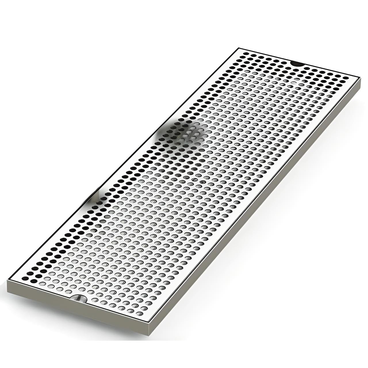 Surface Mount Drip Tray with Perforated Screen - No Drain - 28" x 10" - Brushed Stainless Steel