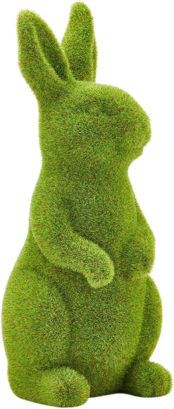Easter Bunny Decorative Ornament Garden Decoration Artificial Green Moss Rabbit Sculpture Easter Decoration Party Gifts Baking Table and Home Decoration (Small 2PCS Standing+Sitting) - Image 7