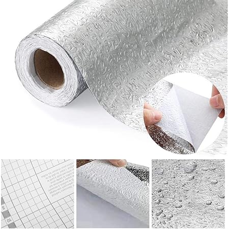 Ho2nle Adesivi Per Mobili Cucina Foglio Di Alluminio Adesivo Adesivo Resistente Al Calore Per Cucina Adesivo Per Cucina Per Mobili Cucina Armadi Mobili Fai Da Te Amazon It Casa E Cucina