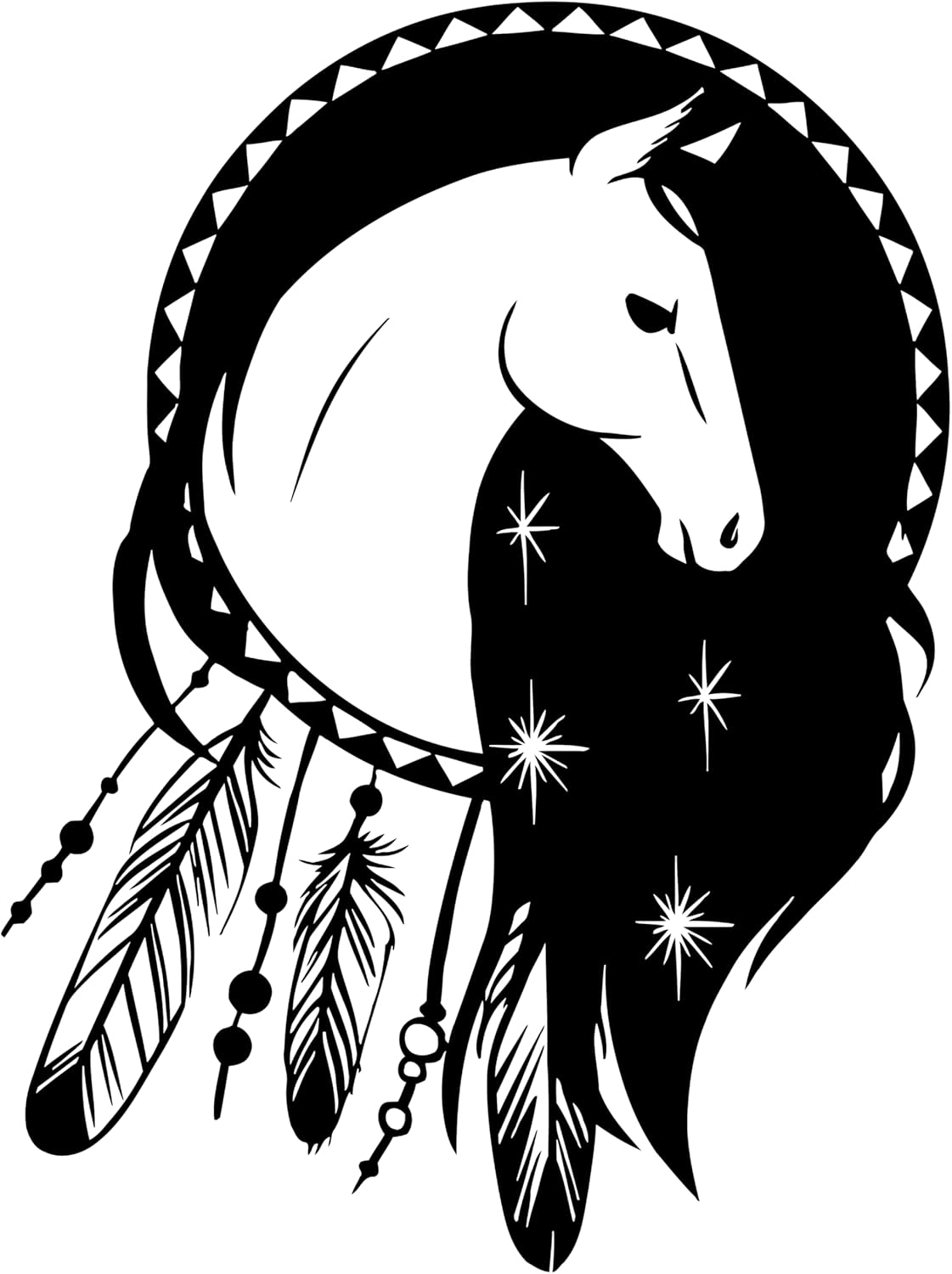 Vinyl Wall Decal Dreamcatcher Horse Ethnic Decor Talisman Stickers Large Decor (ig3849) Black