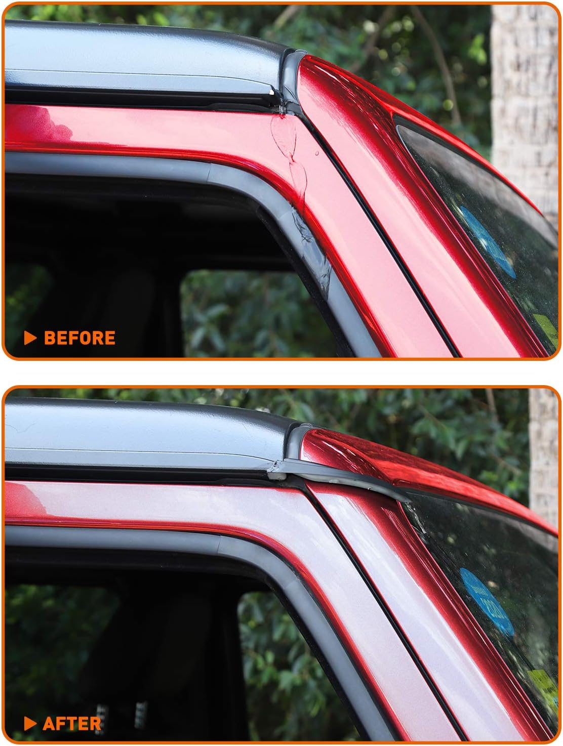 Savadicar Rain Gutter Extension, Roof Hard-Top ABS Rain Groove Diverter, Rainwater Deflector for 2018-2021 Jeep Wrangler JL JLU & Gladiator JT, Exterior Accessories, Black, 2PCS