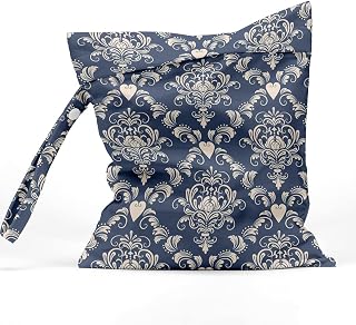 Wet Bag Waterproof Reusable Wet Dry Bag for Beach, Travel, Pool, Gym Bag for Swimsuits, Wet Clothes, Cloth Diapers, Washable Wet Bags for Baby, Retro Court Flower Print Hippie Boho Medallion Design