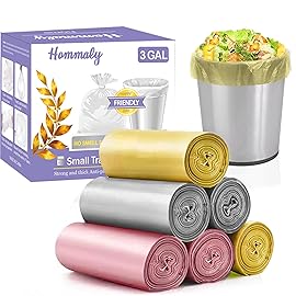 3 Gallon 180pcs Small Multi Trash Bags Strong Pink Grey Gold Garbage Bags,Plastic Bathroom Trash Can Bin Liners Unscented,Waste Basket Liner Fit 10-13 Liter,2.5-2.6 Gallon,3.2Gallon(3-PGG180)