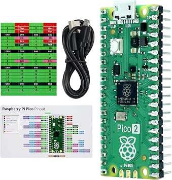 Freenove Raspberry Pi Pico 2 Board Pre-Soldered Header Dual Arm Cortex-M33 and Dual Hazard3 RISC-V Microcontroller Development Board Tutorial Example Projects