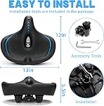 CDYWD Siège de vélo surdimensionné pour les hommes & Femmes Confort, Coussin de siège de vélo extra large, Confortable Soft rembourré, Large Selle de remplacement pour Peloton, Vélo d'exercice stationnaire, Cruiser, City Bike, Ebike
