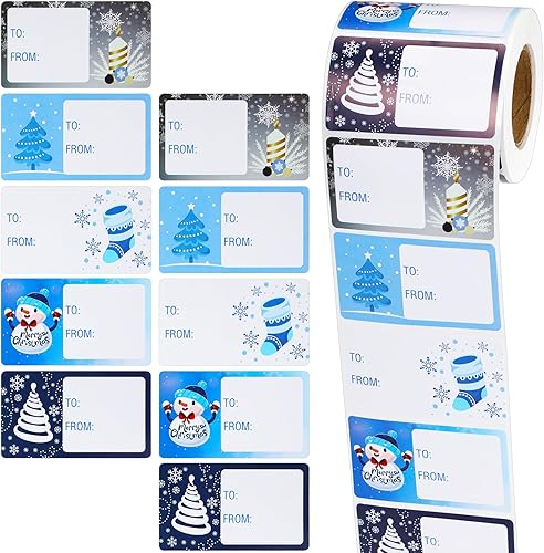 Outus 500 etiquetas de Navidad, calcomanías de Papá Noel, autoadhesivas, etiquetas de Navidad, festivales, cumpleaños, bodas, decoración de