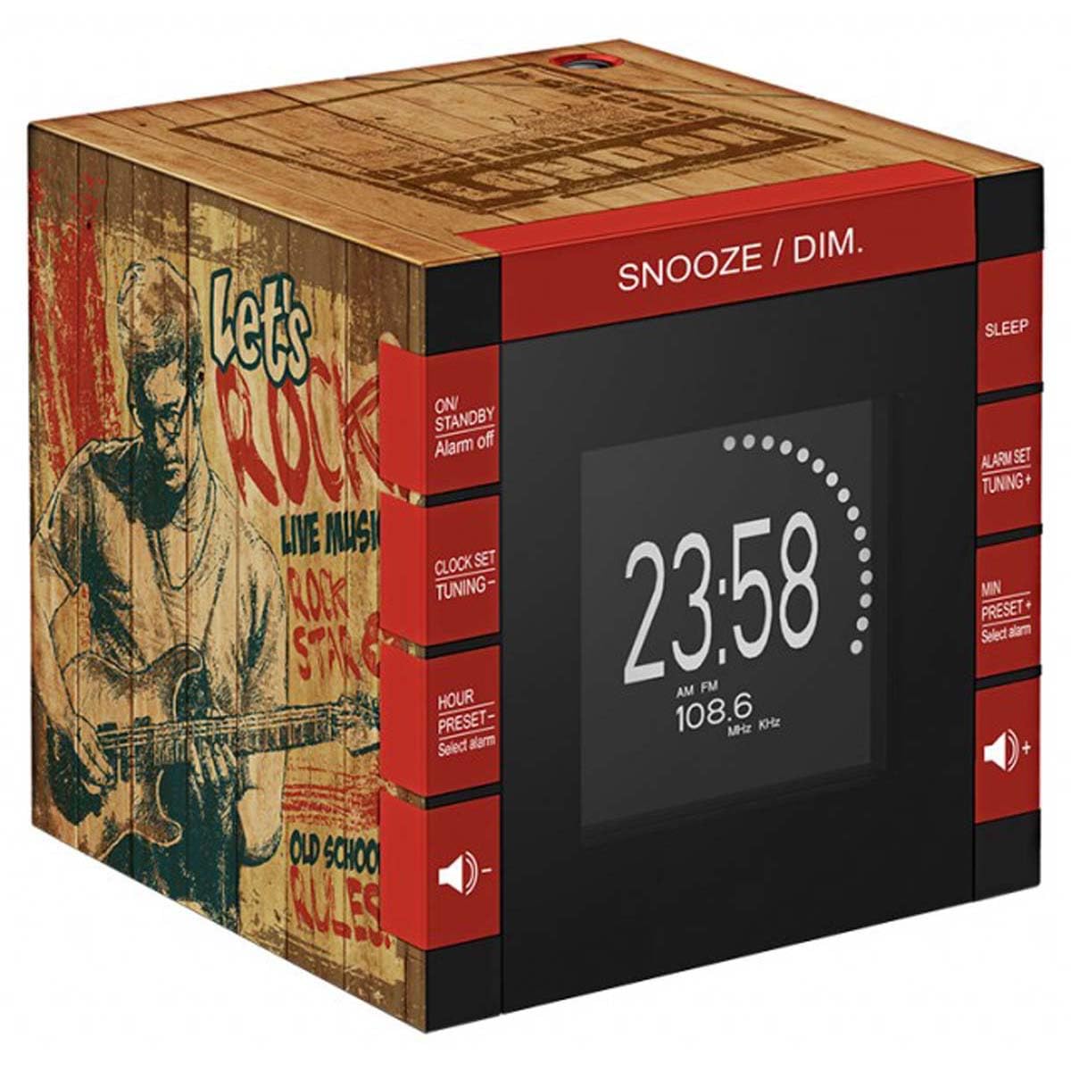 Bigben Interactive RR70PROCKWOOD Radio Sveglia con Display LCD e Proiezione Orario, Rock, Multicolore