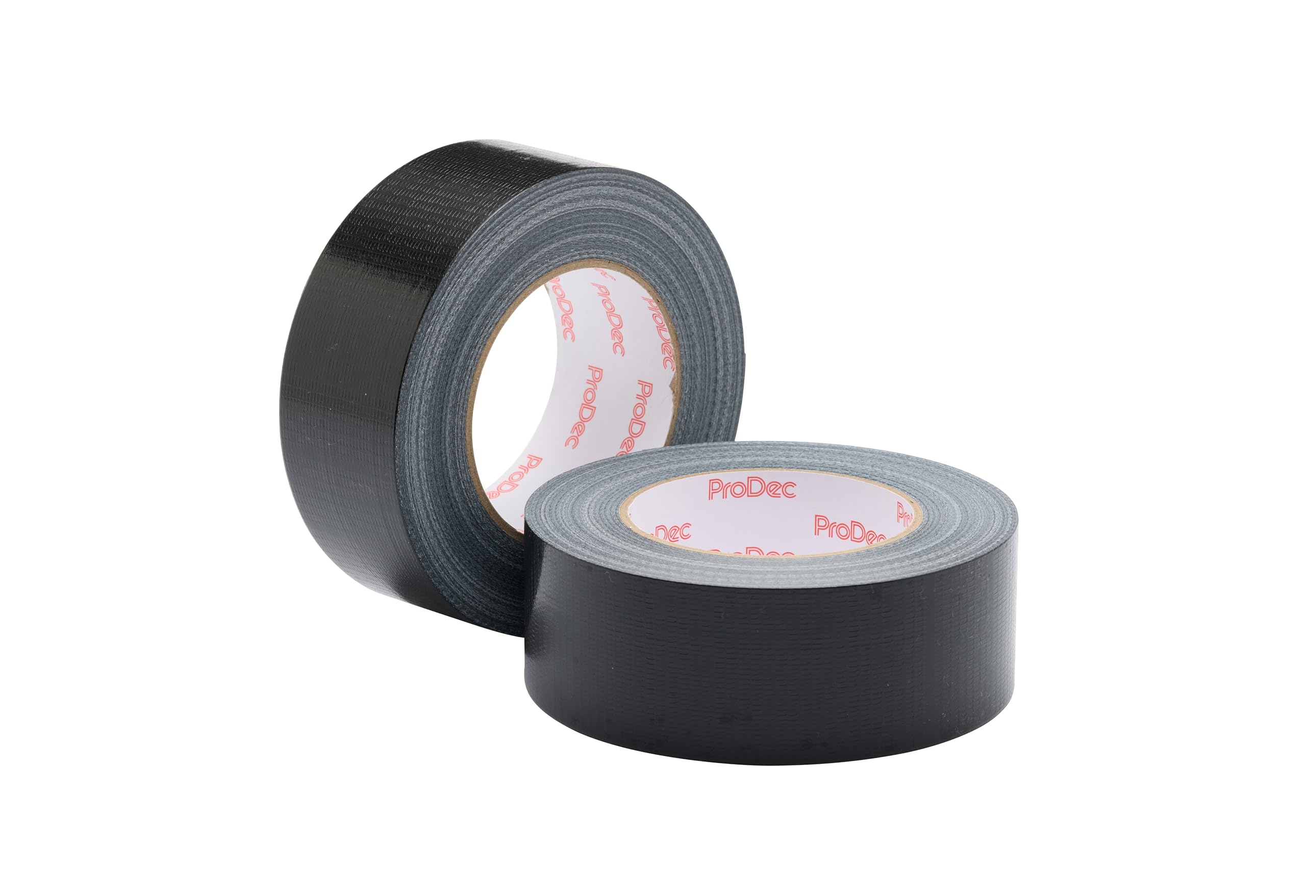 ProDec Black Duct Tape Twin Pack – 2 Inch x 50m Waterproof Gaffer Tape, Heavy Duty Adhesive Cloth Repair Tape, 50mm Wide (2 Rolls)