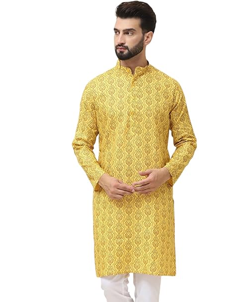 SOJANYA (Since 1958 Men's Silk Blend Kurta with Multi Color Embroidery