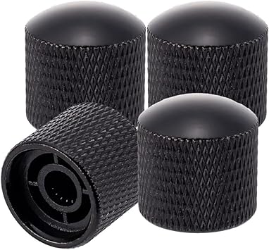 Swhmc 4Pcs Black Metal Guitar Control Knob Volume Tone Control Dome Knobs Guitar Bass Parts