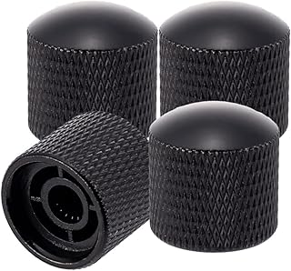 Swhmc 4Pcs Black Metal Guitar Control Knob Volume Tone Control Dome Knobs Guitar Bass Parts