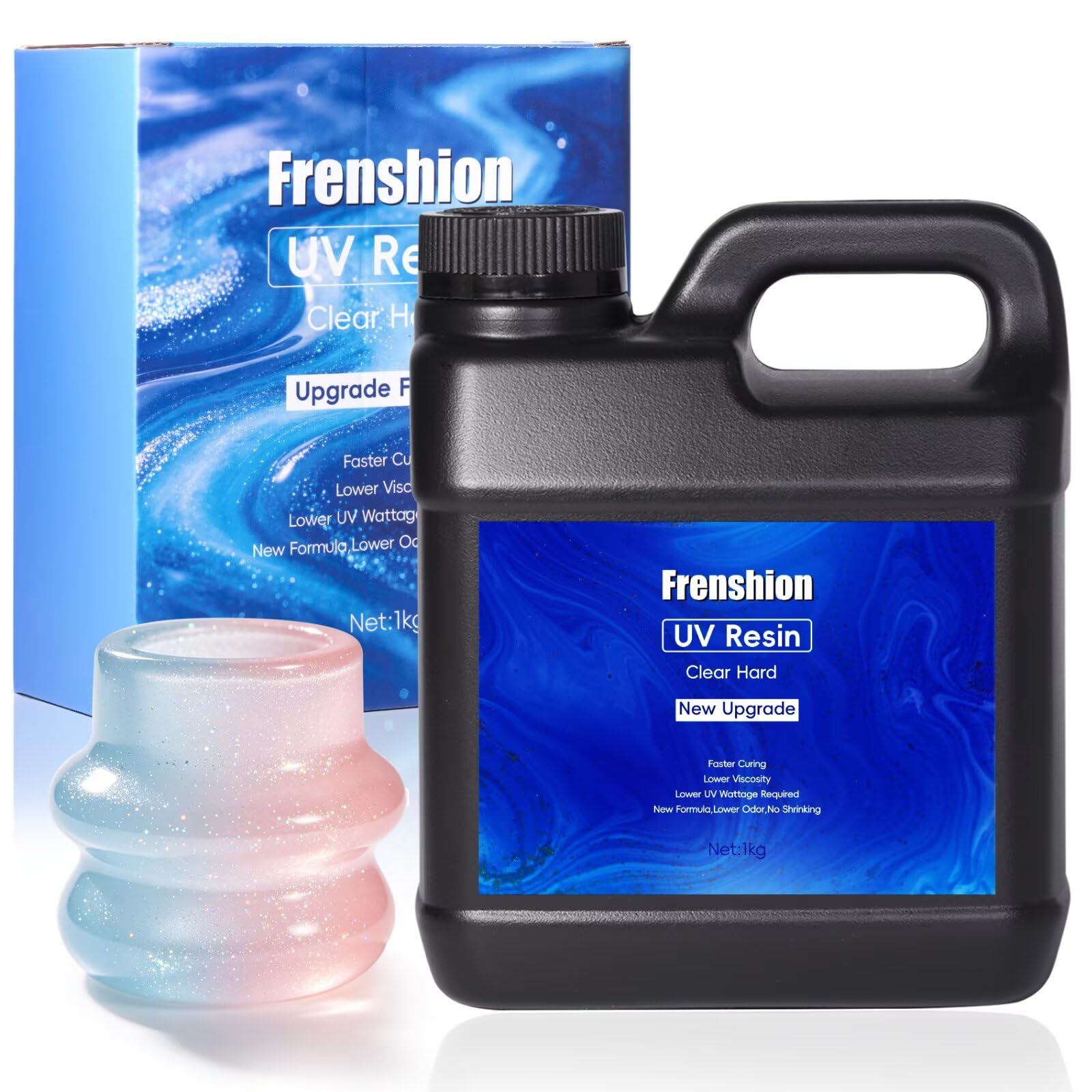 1000g Résine UV, formule améliorée résine UV à durcissement rapide à faible viscosité avec kit de résine transparente pour la fabrication de bijoux, la fonderie, le revêtement et le bricolage