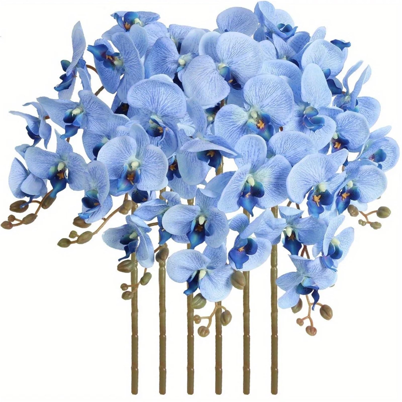 Artificial Flower Branches 6PCS Faux Orchid Velvet Orchids 38 Inch Artificial Flowers Long Stem For Home Wedding Decor(Color3)