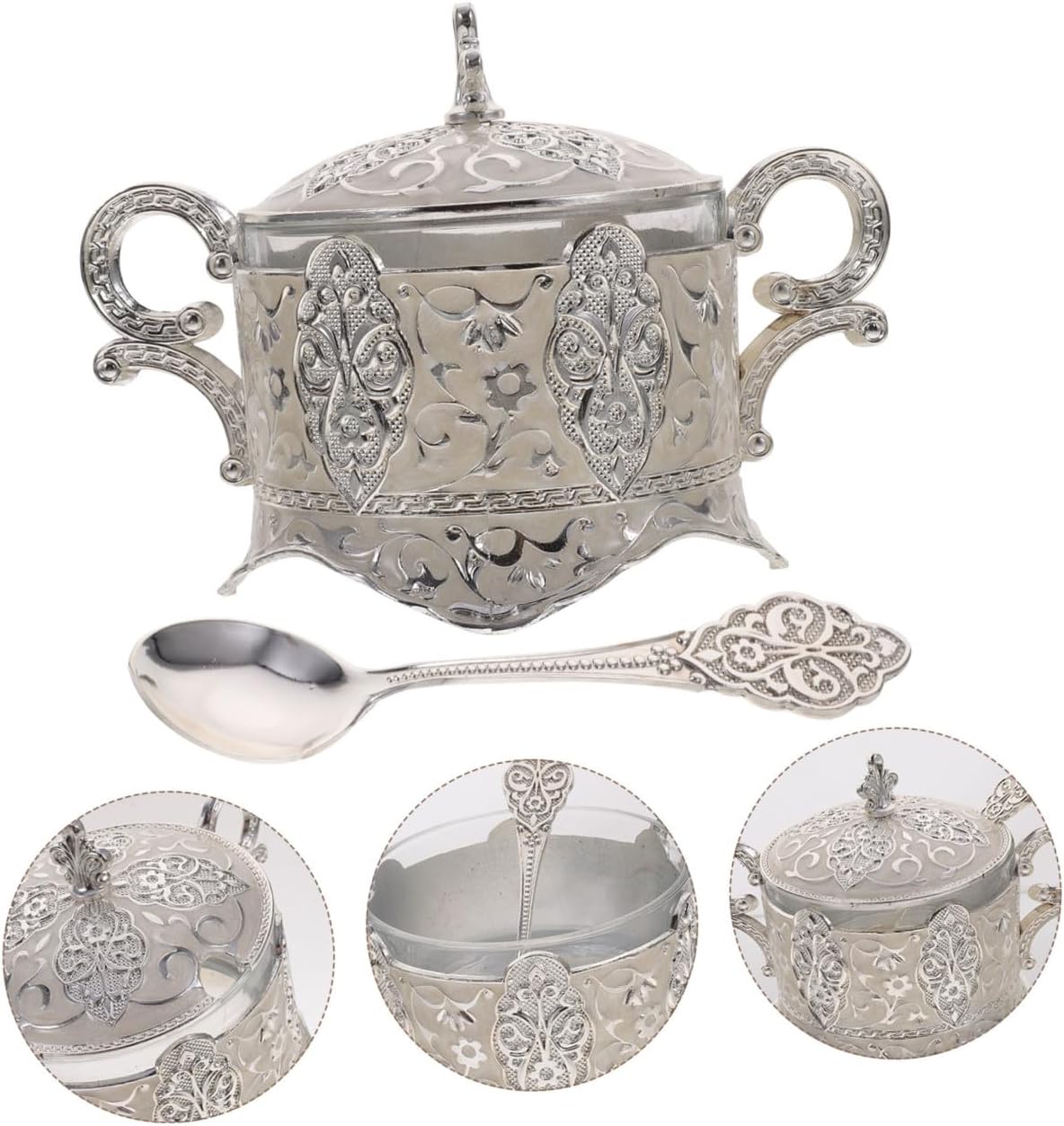 UPKOCH 1set Multi-function Sugar Jar Lid Decorative Condiment Container for Kitchen and Dining Embossed Design for Seasoning Honey and Spices