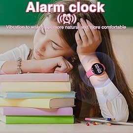 Focwony Non-Bluetooth Led Fitness Tracker Watch,Digital Pedometer Watch,with Step Counting/Distance/Calories/Stopwatch/Alarm Clock, Great Gift for Kids Teens Girls Boys Xmas (Round - Pink)