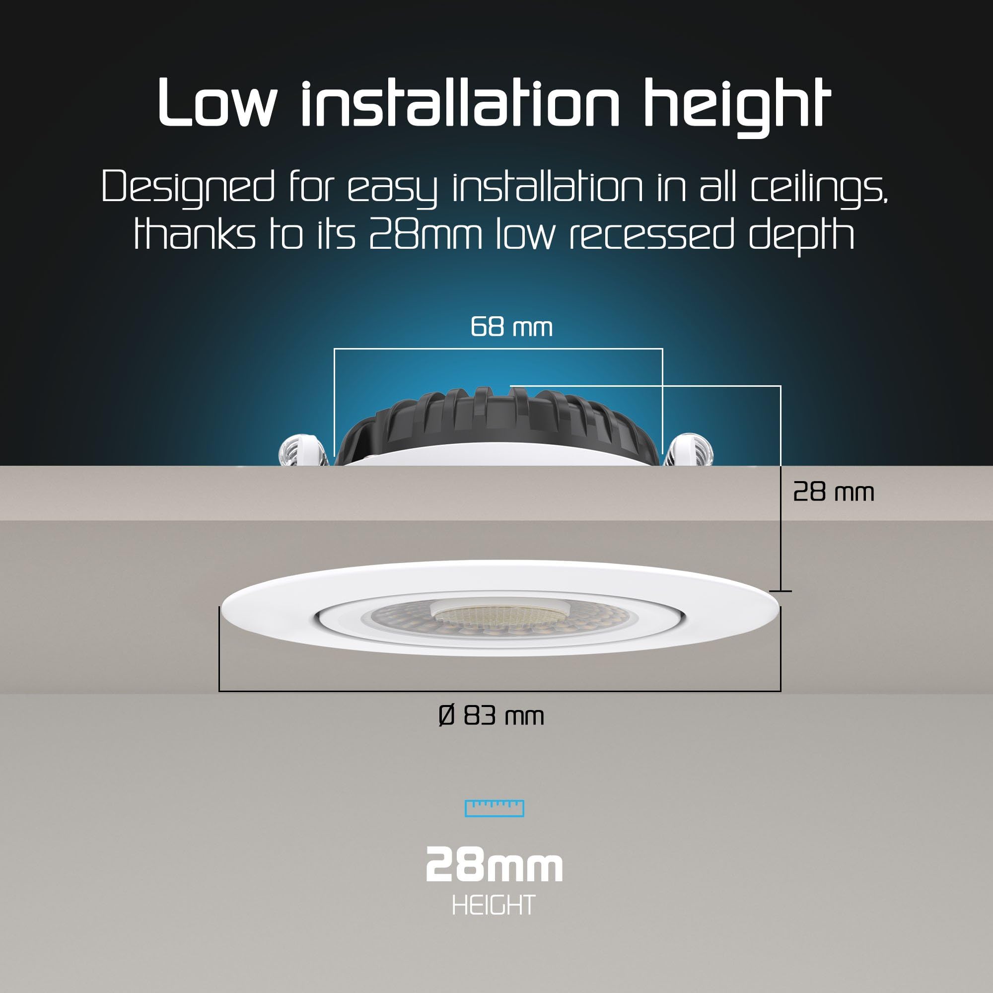 Ledvion - 6x LED Einbaustrahler, 230V, Weiß, dim to warm, IP65, wasserdicht, 5W/7W, COB, Downlight, Deckenstrahler, Bad, Küche, warmweiß, Tageslicht, Halogenersatz, Stimmungslicht, kompakt