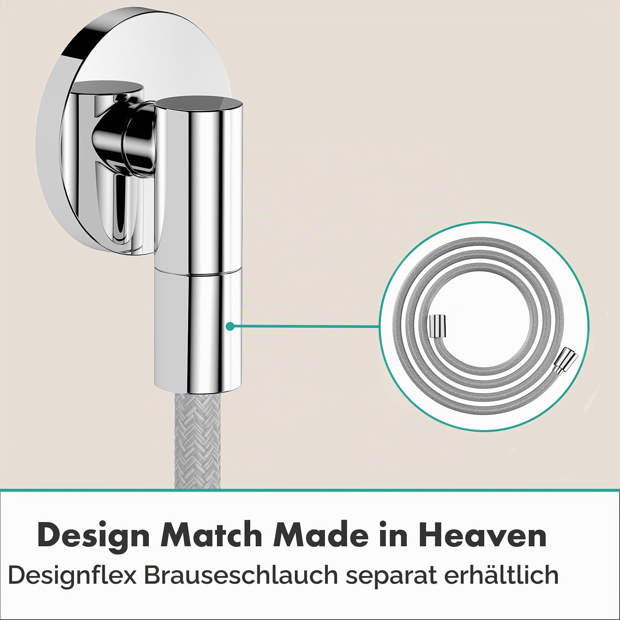 hansgrohe FixFit Fine S - Schlauchanschluss Dusche, universaler Wandanschluss mit Rückflussverhinderer, Wandanschlussbogen, Chrom, 28882000