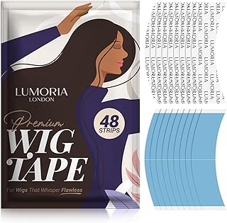 LUMORIA 48pcs Wig Tape Double Sided Ultra Hold - Lace Front Tape for Wigs, Toupee Tapes Double Sided, Hair Tapes for Wigs, Strong Adhesive Hold & Waterproof, Wig Glue Strips