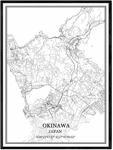 Saitama Japón Mapa Arte de la pared Lienzo Impresión Poster Arte sin marco moderno blanco y negro mapa recuerdo regalo decoración del hogar