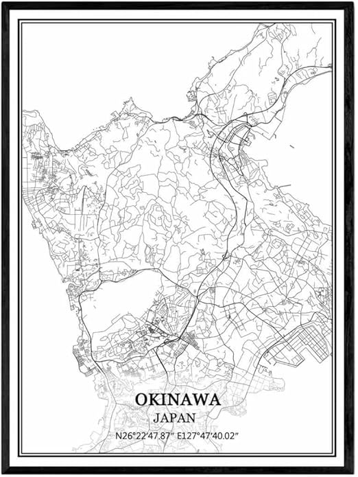 Amazon Co Jp 沖縄日本地図ウォールアートキャンバス印刷ポスター アートワークフレームなし地図お土産贈り物室内装飾 文房具 オフィス用品