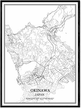 Amazon Co Jp 沖縄日本地図ウォールアートキャンバス印刷ポスター アートワークフレームなし地図お土産贈り物室内装飾 文房具 オフィス用品