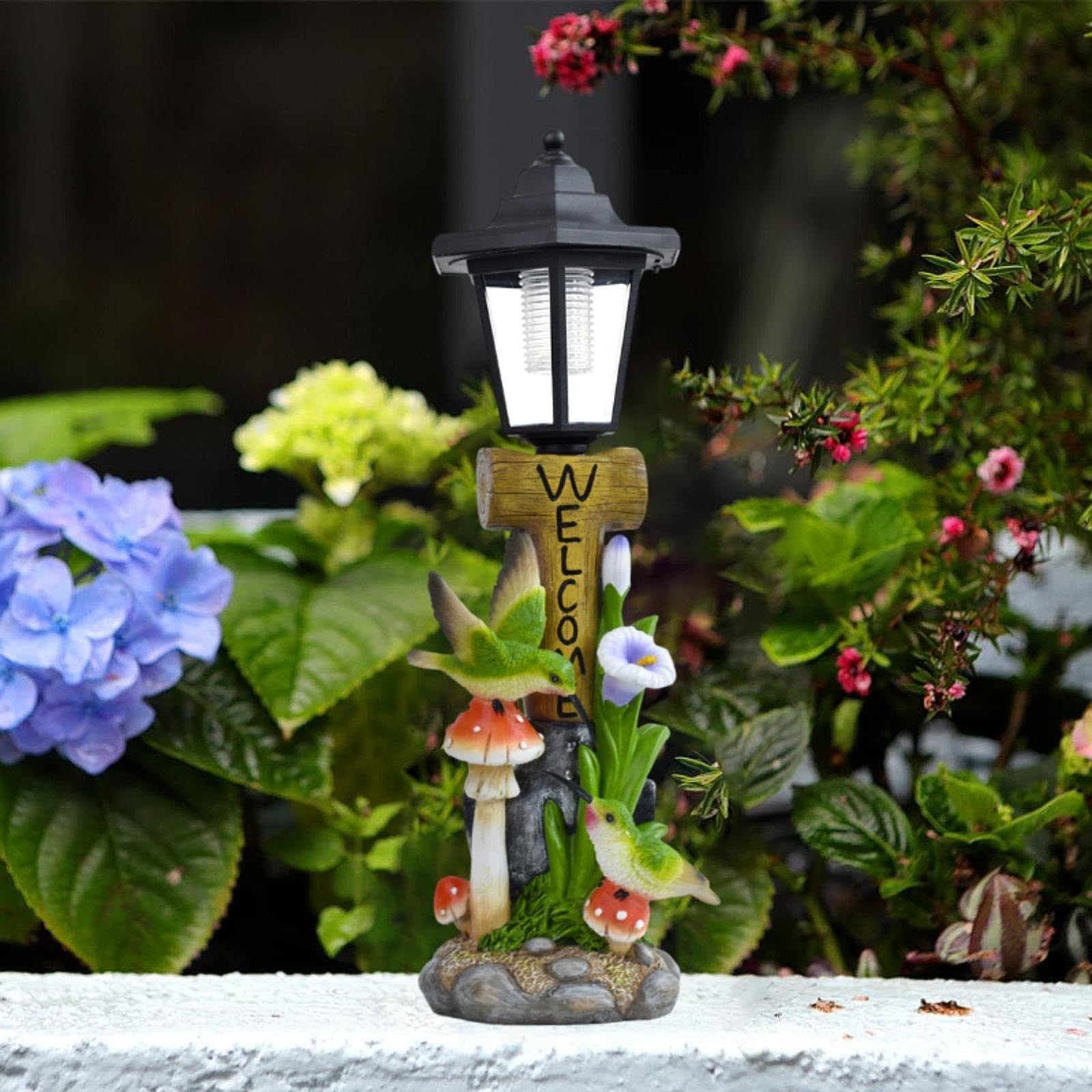 Sharplace Estatua de Jardín con Luz Solar, Estatua Decorativa para Patio, Hermosa Decoración con Energía Solar