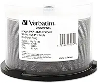 Verbatim DVD-R 4,7 GB 16X Aqua Ace branco brilhante jato de tinta superfície impressível, Hub impresso - 50 pk Spindle, 16 unidades de cubo imprimível, Branco