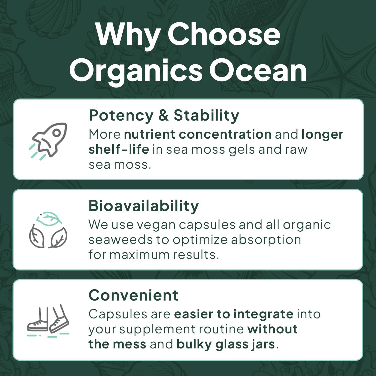 Organics Ocean Muscle, Bone, Heart & Sleep Wellness Bundle – Chelated Magnesium Glycinate with Zinc & VIT D3 and K2 Supplements for Muscle Function, Calcium Absorption & Vascular Health