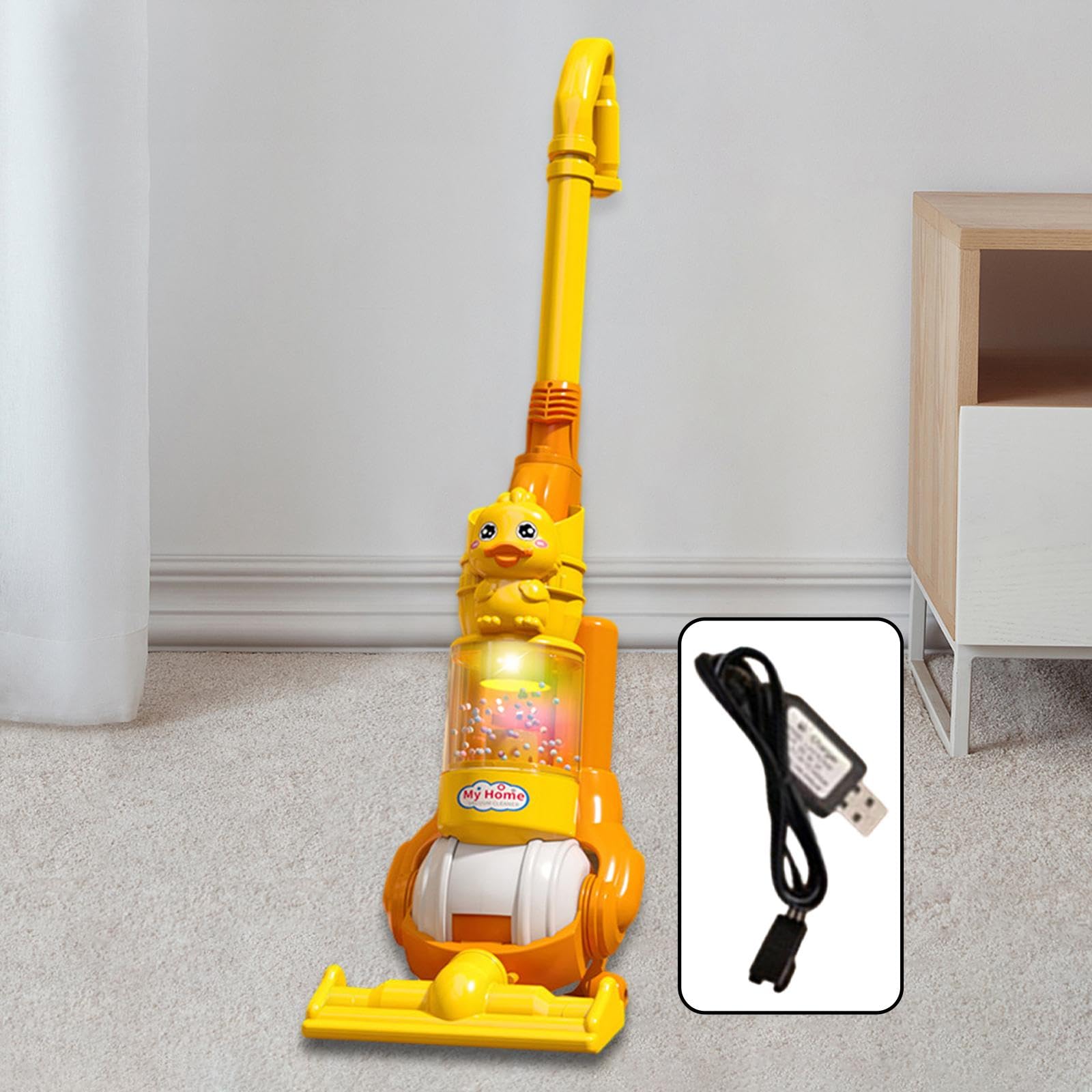 harayaa Aspirapolvere per Bambini con Luci Ed Effetti, Giocattolo Educativo Realistico con Pallina Che Scoppia, Ideale Come Regalo di Natale per Bambin, Anatra